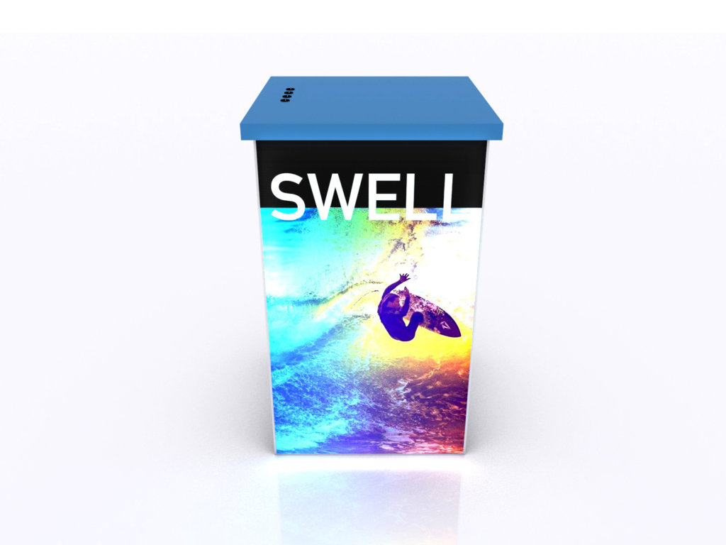 charging station counter backlit graphics