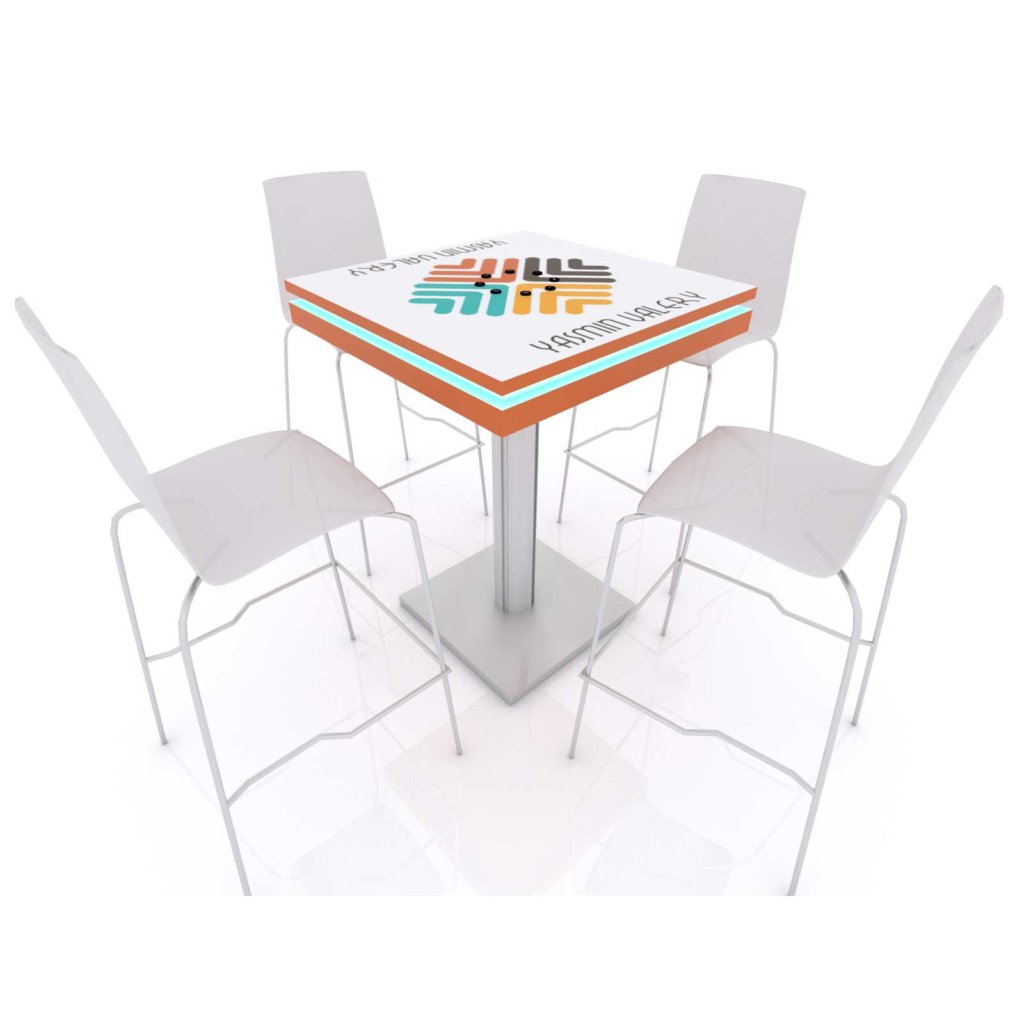 square table with charging station