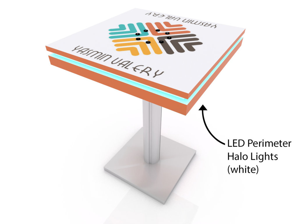 square table with USB ports
