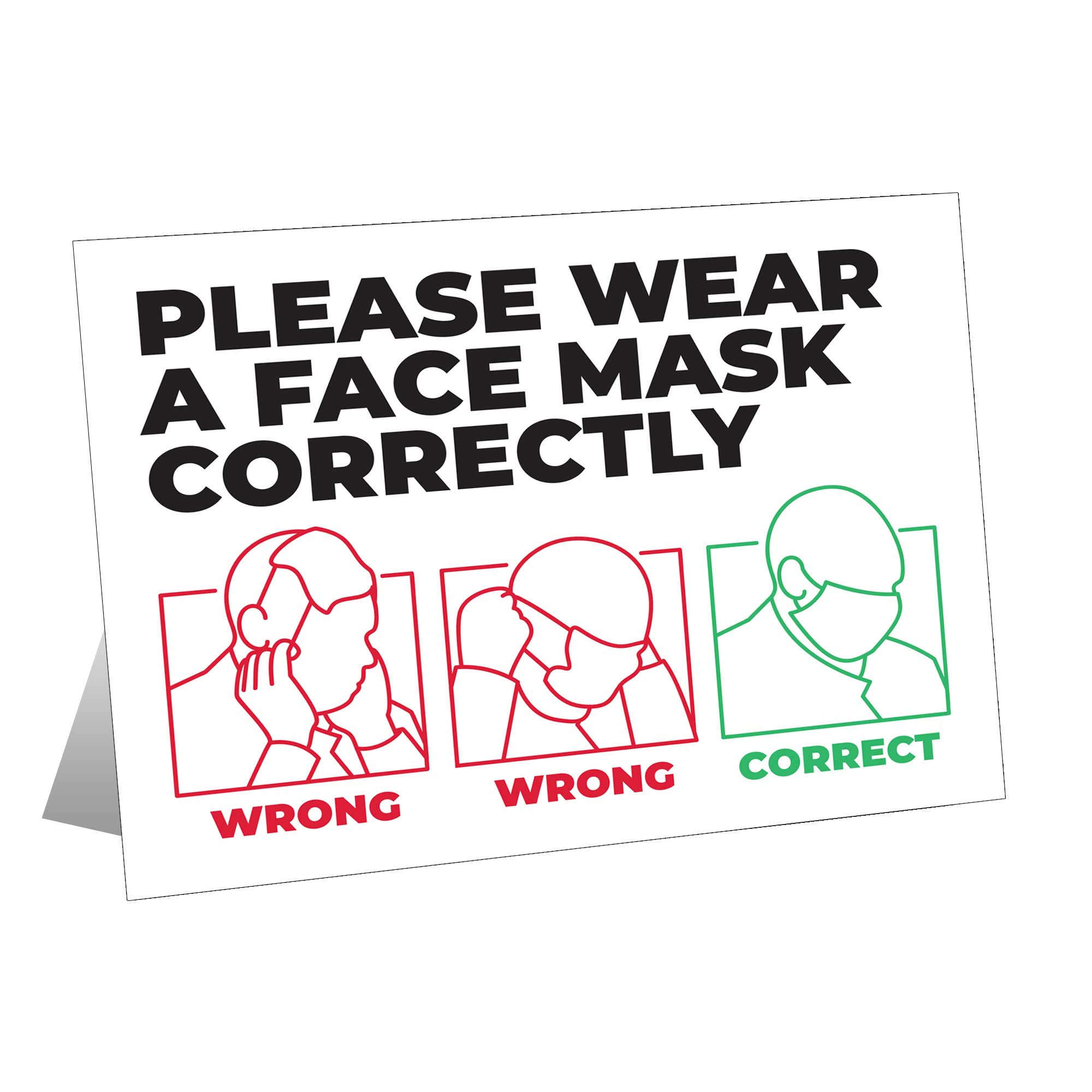 Please Wear A Face Mask Correctly Table Top Sign