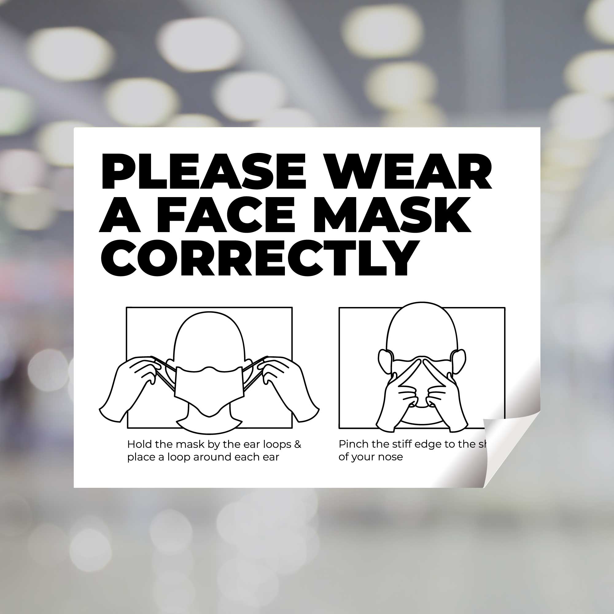 "Please Wear A Face Mask Correctly" Instructional Window Decal | Plum Grove