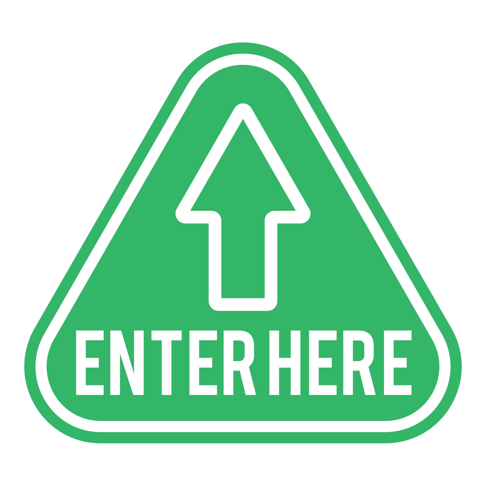 Enter Here Green Triangle Floor Decal Plum Grove