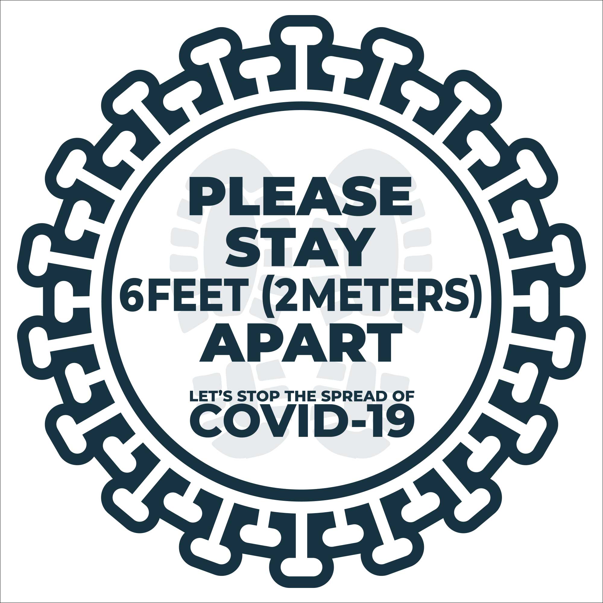 "Please Stay 6 Feet (2 Meters) Apart" Floor Decal Plum Grove
