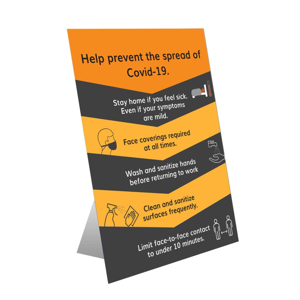 Help Prevent The Spread Of Covid-19 Table Top Sign