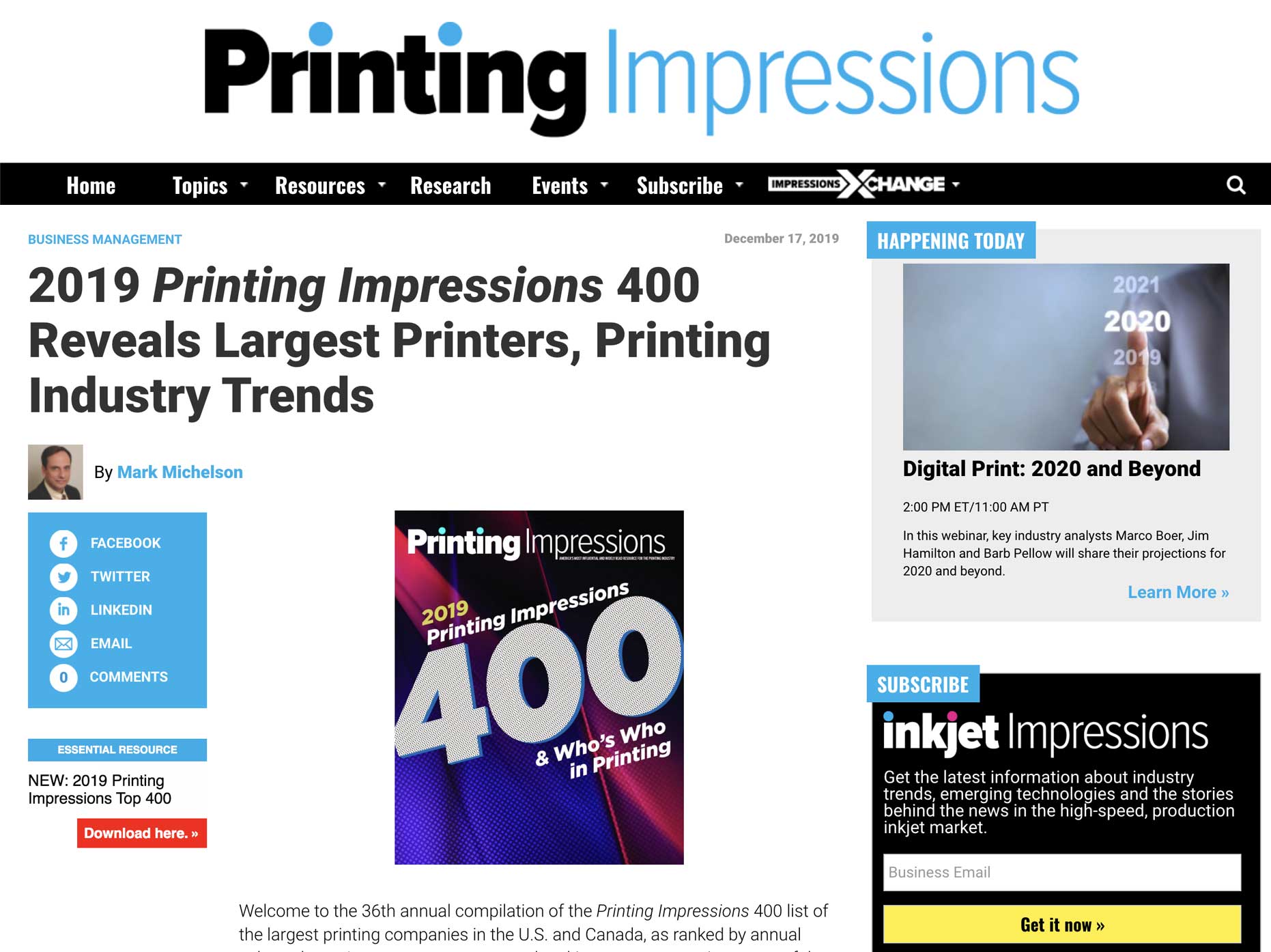 Printing Impressions Top 400