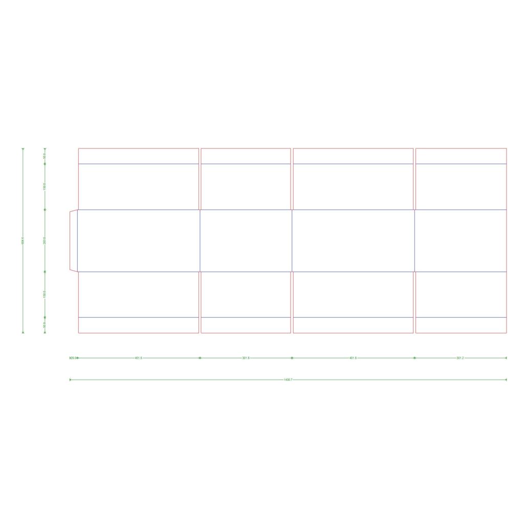 11.75-in W x 15.75-in L x 8-in H rectangular box.
