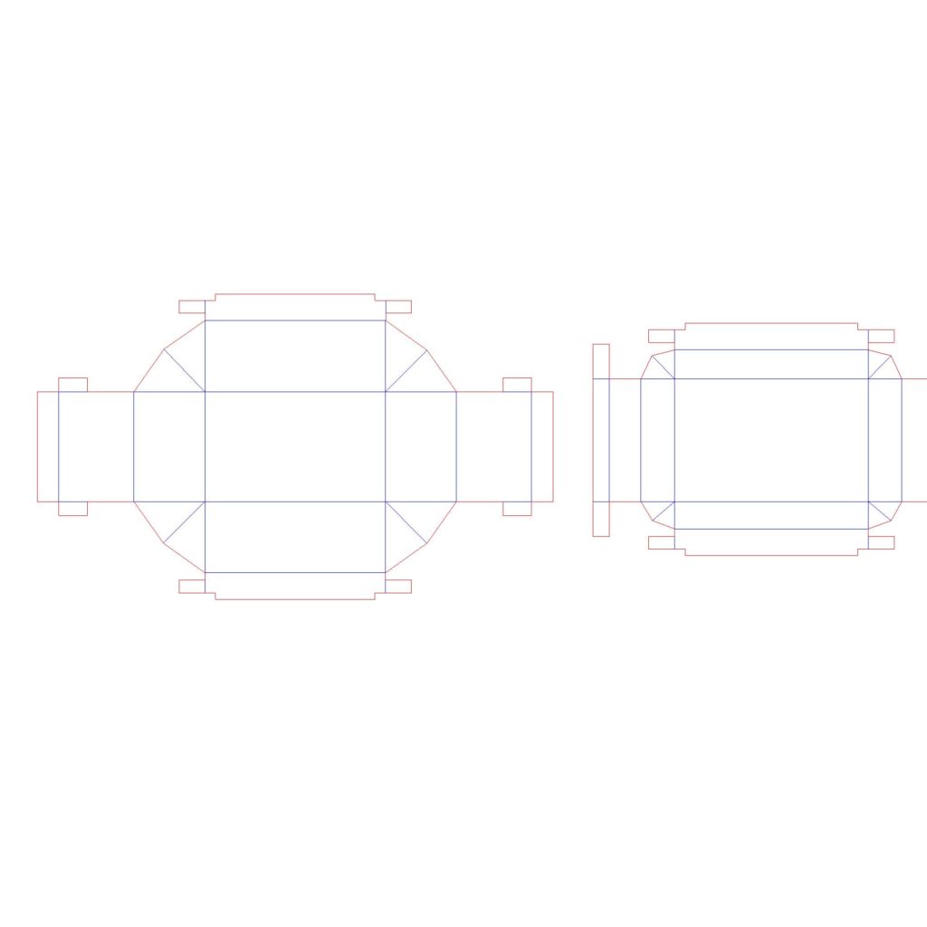 1.5-in W x 2.25-in L x .25-in H rectangular box top and bottom.