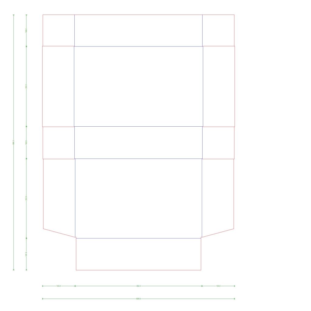 12-in W x 19.75-in L x 4-in H rectangular box.