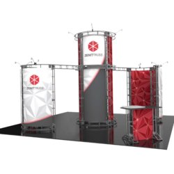 trade show exhibit with meeting areas