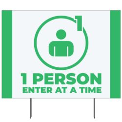 1 person enter yard sign