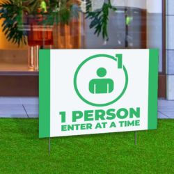 1 person enter yard sign