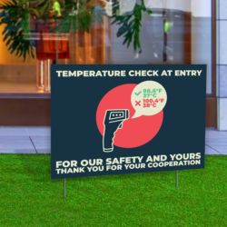 Temperature Check At Entry Yard Sign