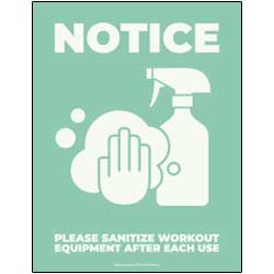Please Sanitize Workout Equipment Sign