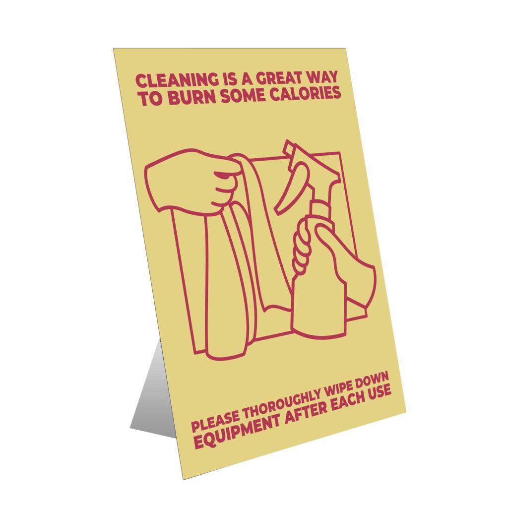 Please Thoroughly Wipe Down Equipment After Each Use Tabletop Sign