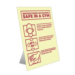 Instructions On Staying Safe At The Gym Tabletop Sign