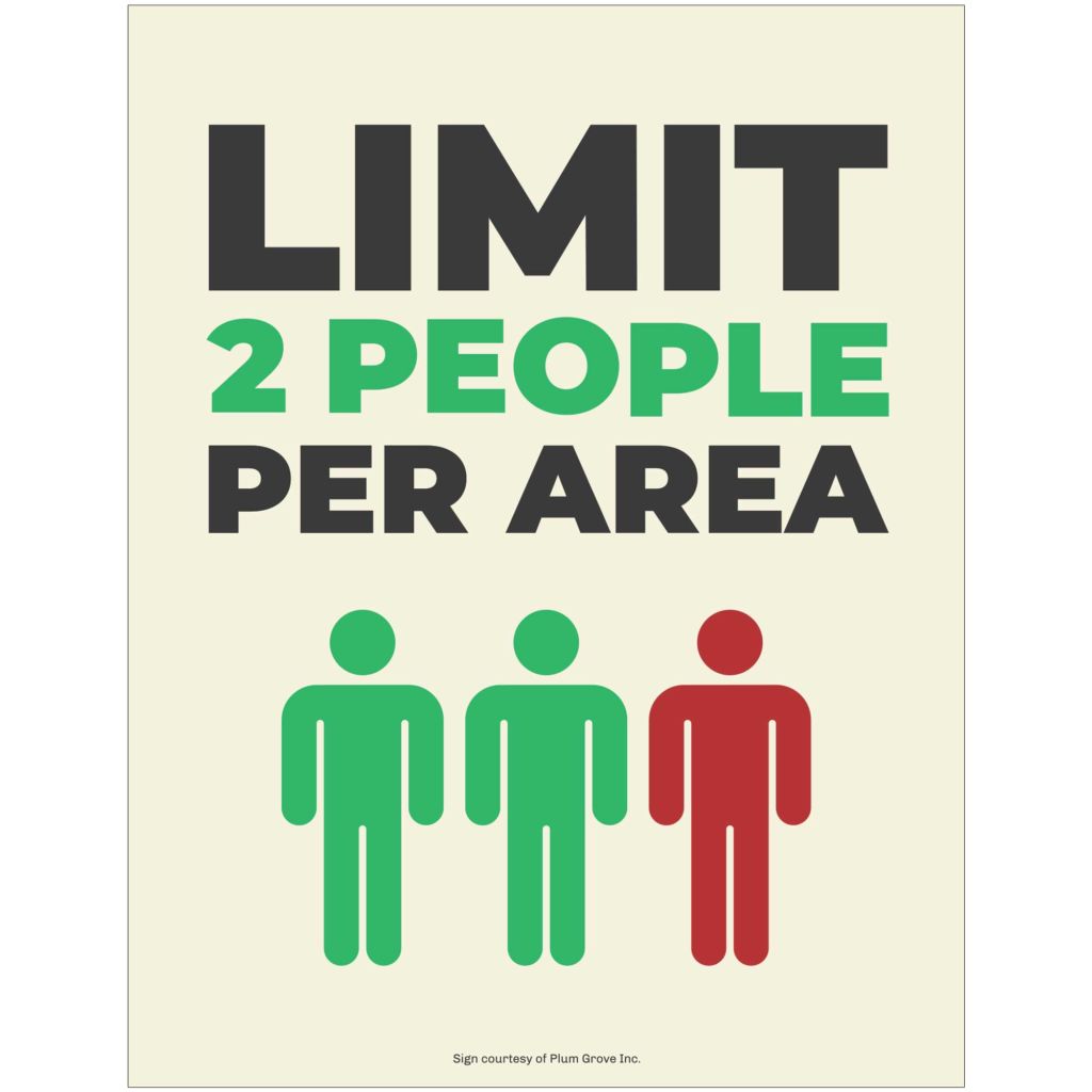 Limit 2 Per Area Sign