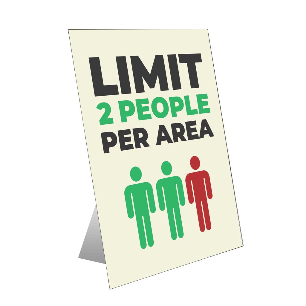 Limit 2 People Table Top Sign