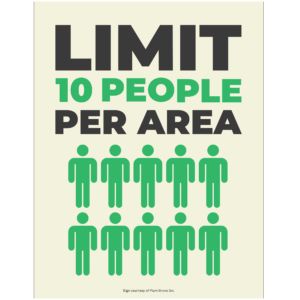 Limit 10 Per Area Sign