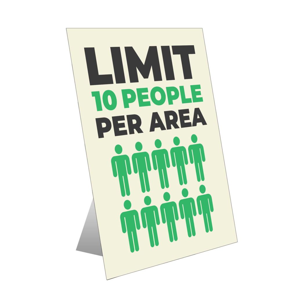 Limit 10 People Table Top Sign