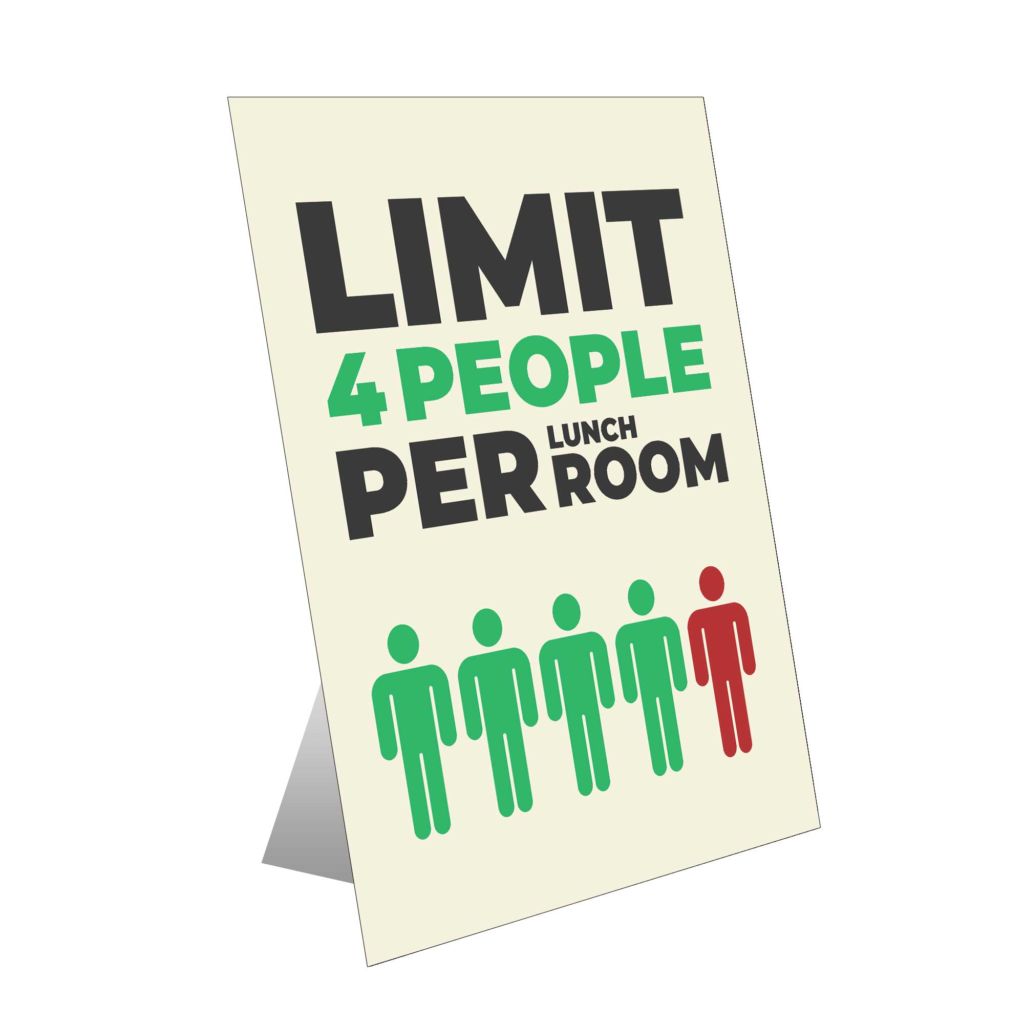 Limit 4 People Table Top Sign