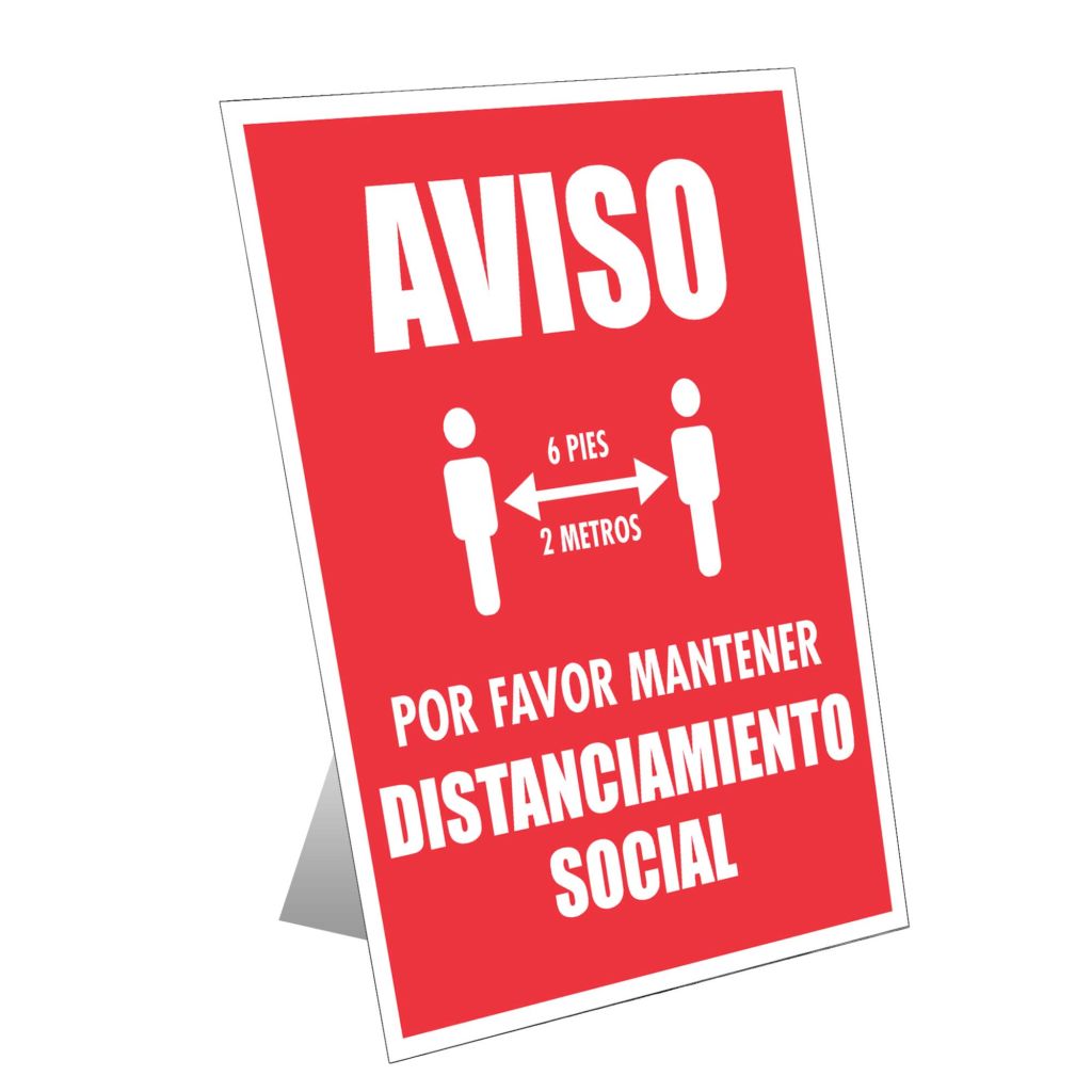 Aviso - Por Favor Mantenga Distanciamiento Table Top Sign