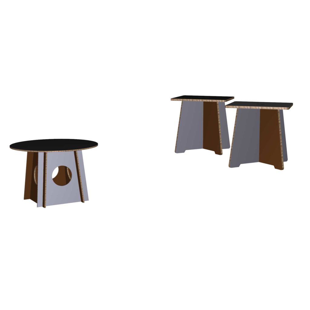 Cardboard Table & Stools | Custom Printing | 41.25-in W x 27.5-in H