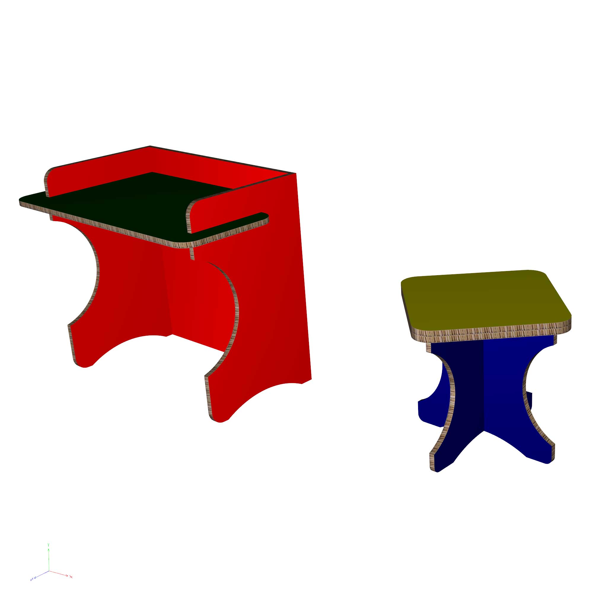 Cardboard Desk & Stool | 26.5-in W x 25.5-in H x 15-in L - Image 1