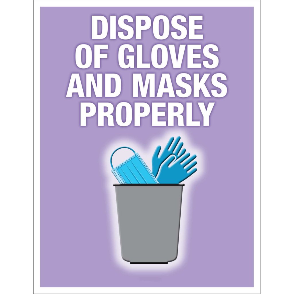 Dispose of masks and gloves properly banner