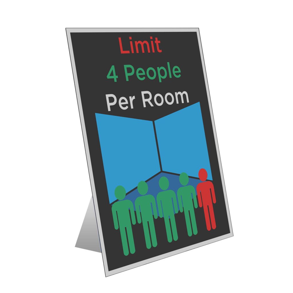 Limit 4 People Per Room Table Top Sign