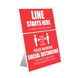 Line Starts Here – Social Distancing Table Top Sign