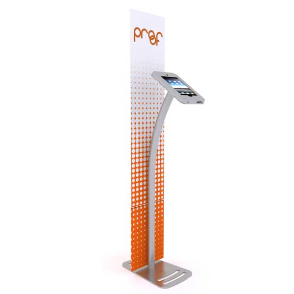 curved ipad stand with sign