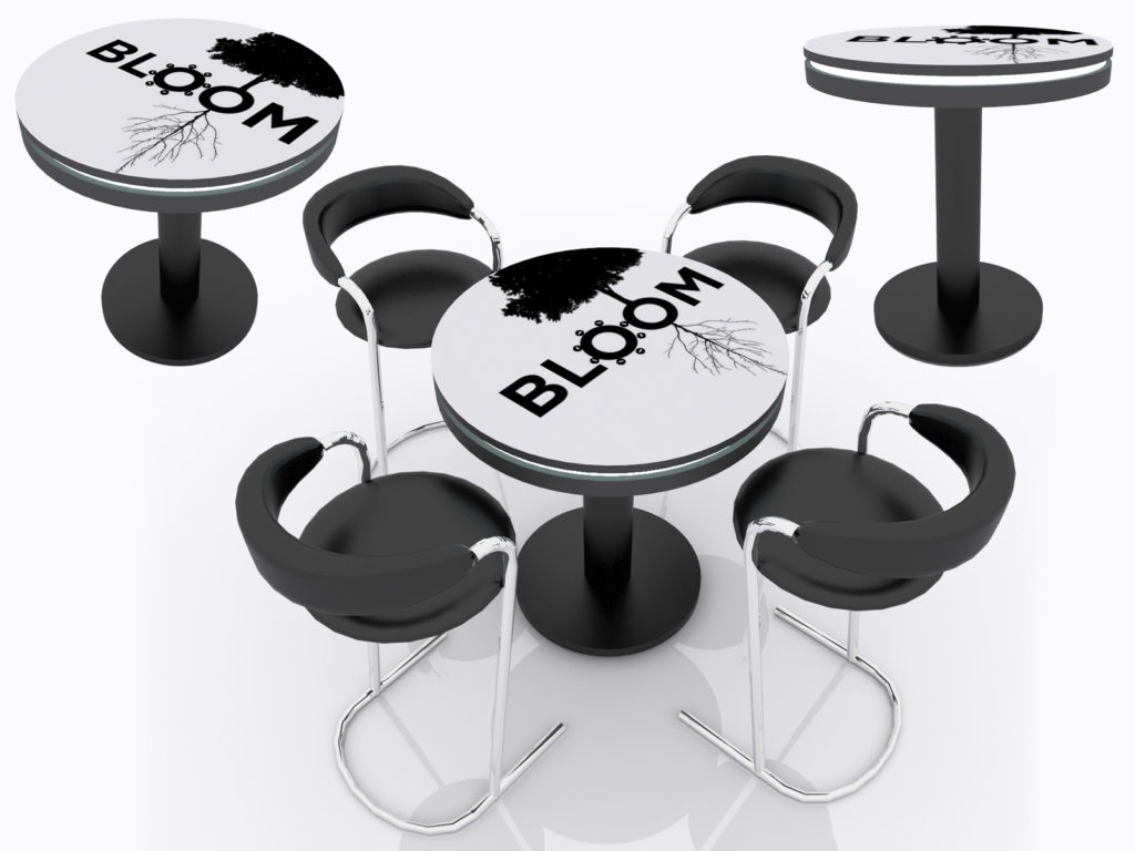 circle shaped table with usbs