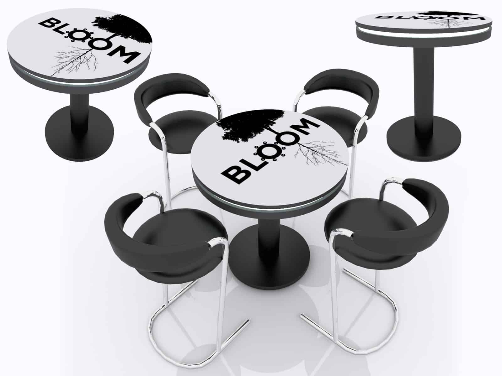 Rent or Buy Bar Table with LED Rim & USB Charging, 3x3x3.4ft Plum