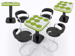 rounded square bistro table with charging
