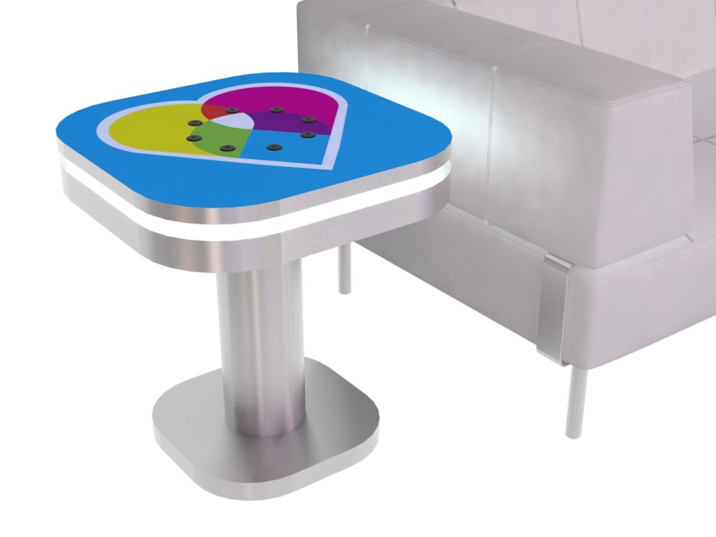 led end table with usb charging station