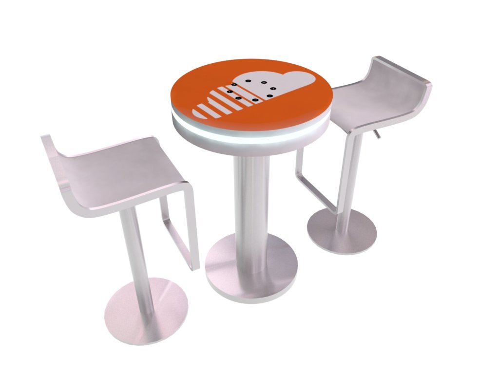 Small Bar Table with LED Rim & USB Charging, Various Shapes, 1.8x3.4-ft
