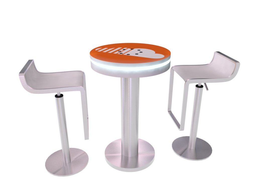 Small Bar Table with LED Rim & USB Charging, Various Shapes, 1.8x3.4-ft