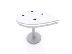 white teardrop table with charging stations