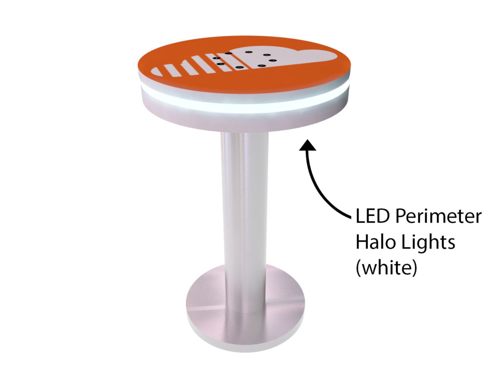 Small Bar Table with LED Rim & USB Charging, Various Shapes, 1.8x3.4-ft