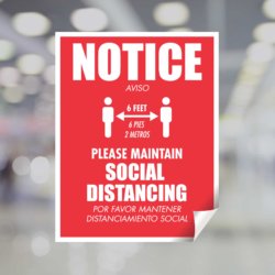 Notice - Please Maintain Social Distancing Window Decal