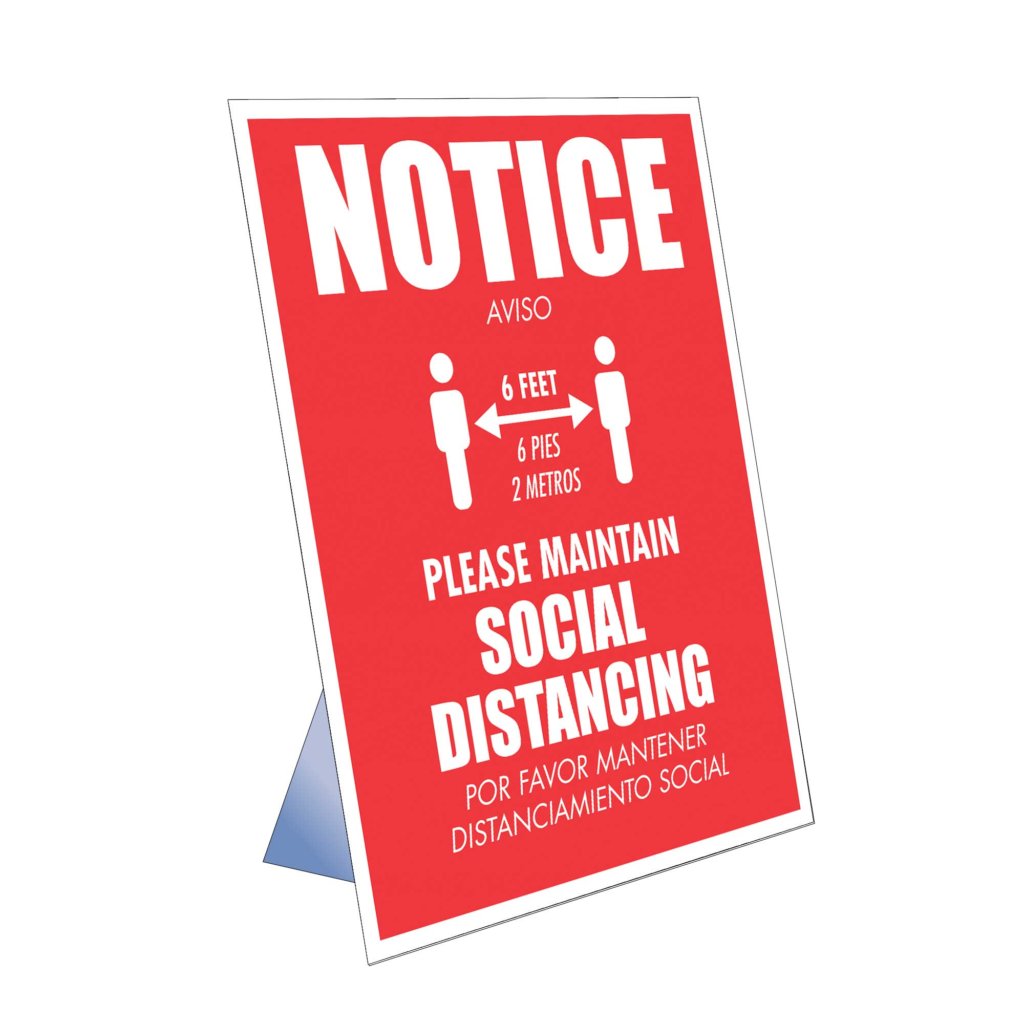 Notice-Please Maintain Social Distancing Table Top Sign