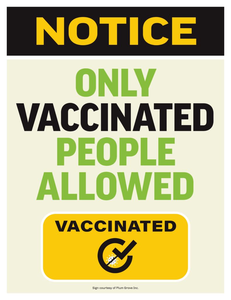 Notice - Only Vaccinated People Allowed