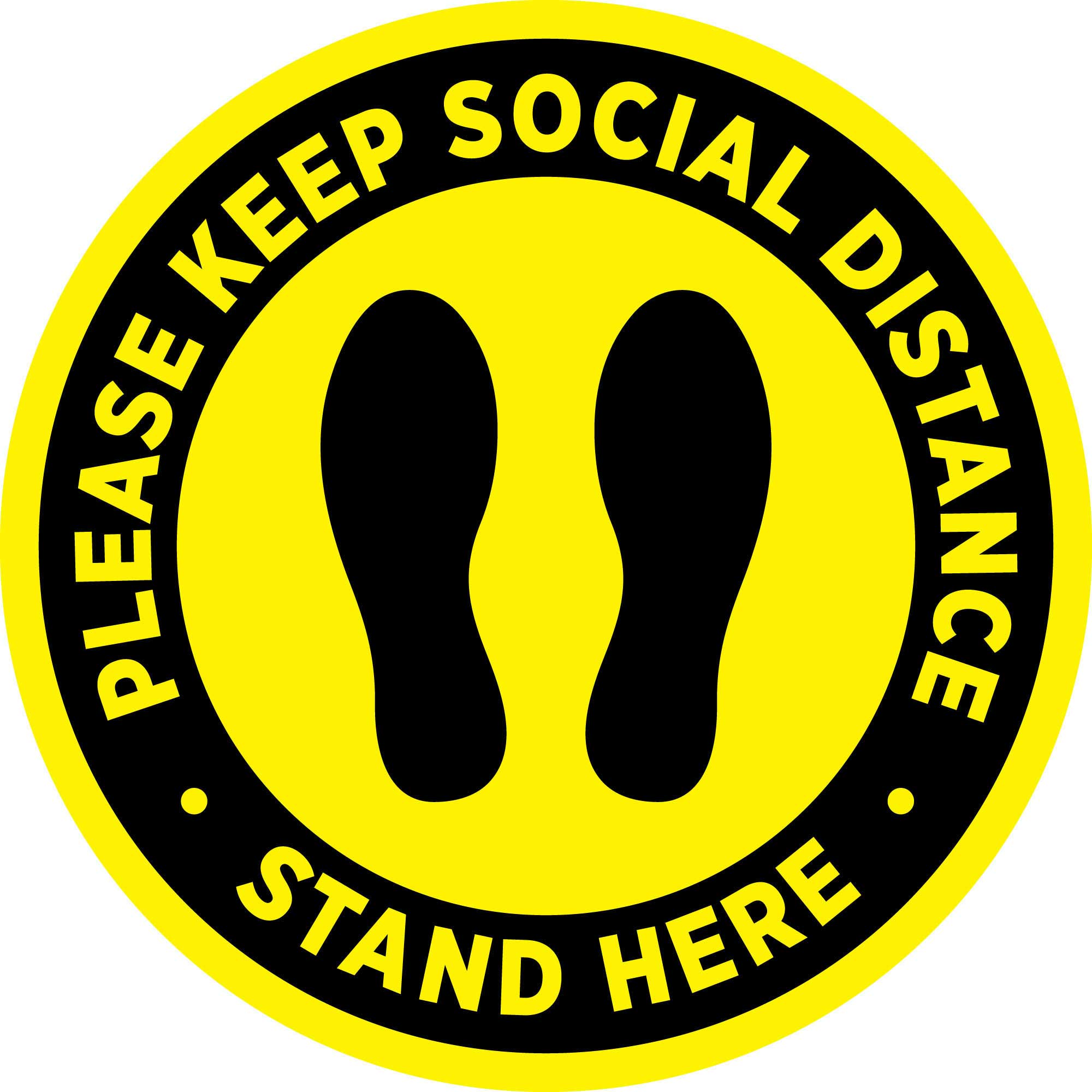 D 10 Please Wait Here Yellow 12 x 12 Social Distancing Floor Sign Maintain Social Distancing Indoor Anti-Slip Floor Decal