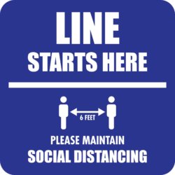 Line Starts Here – Please Maintain Social Distancing Floor Sticker