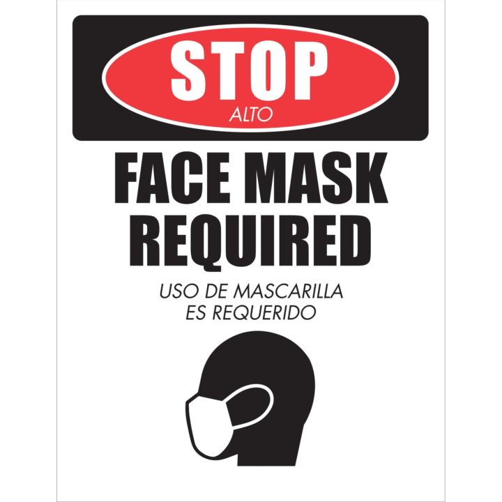 "Stop Face Mask Required" (English/Spanish) Poster | Plum Grove