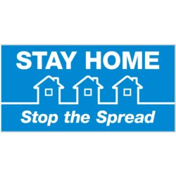 Stay Home Stop The Spread Blue Banner