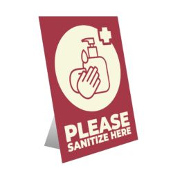 Please Sanitize Here Table Top Sign