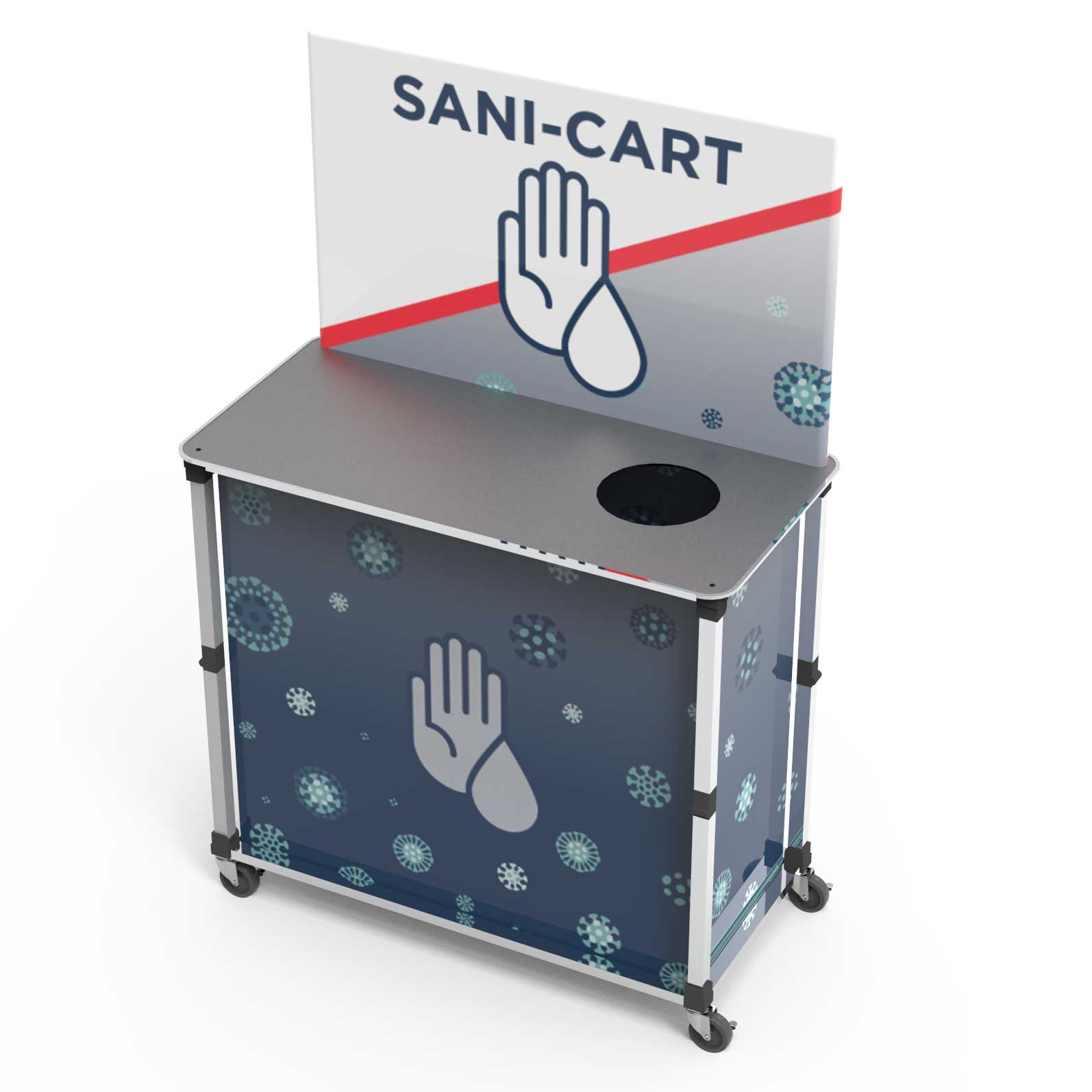 Sanitizer Station with Trash Disposal, 3x5-ft | Pop Up Sani-Cart