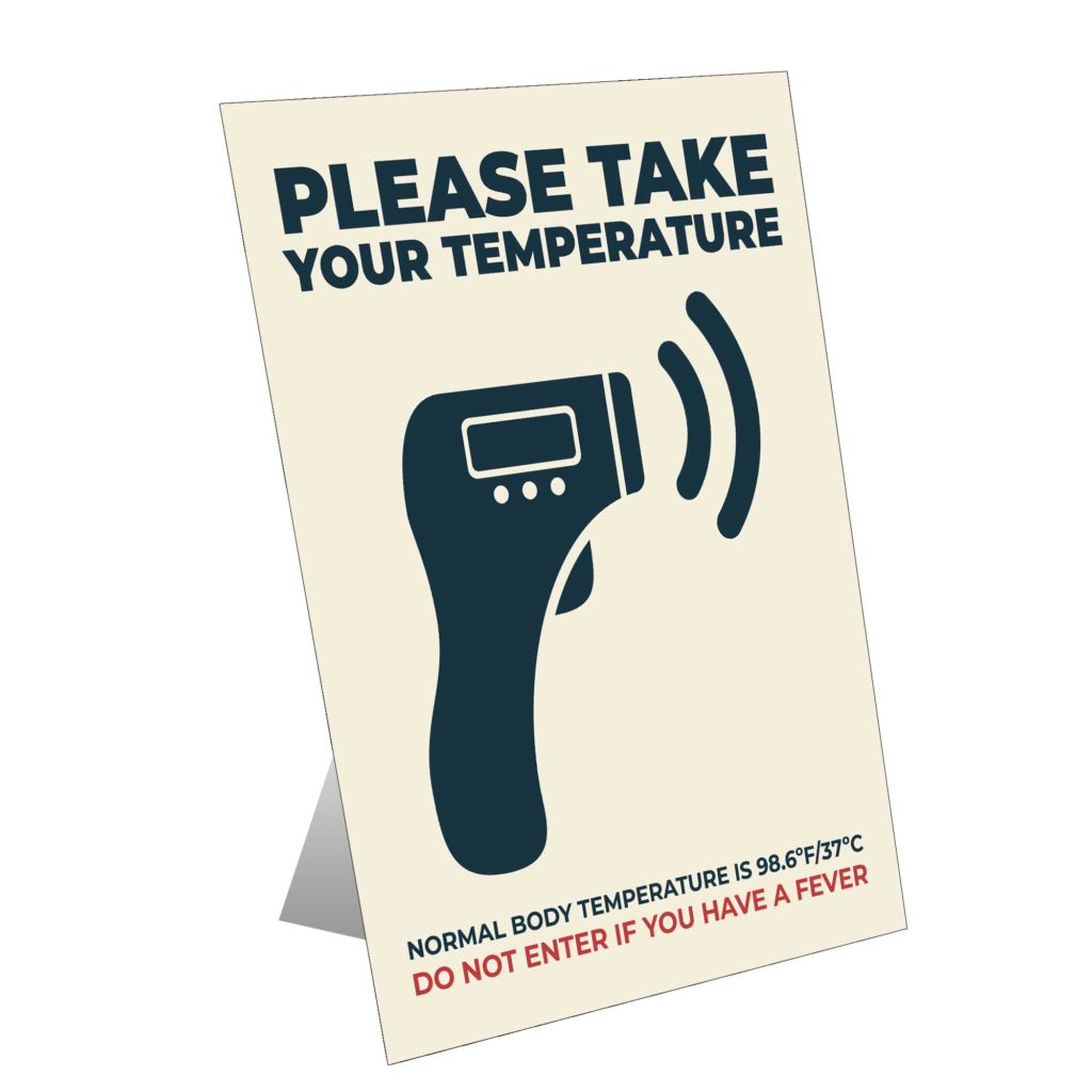 Please Take Your Temperature Table Top Sign