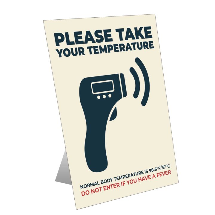 please take your temperature table top sign plum grove